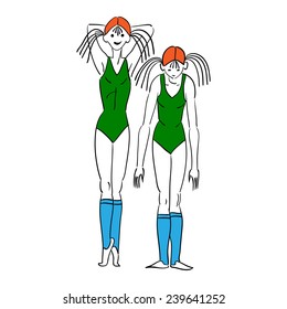 morning exercises, vector illustration, Pilates poses