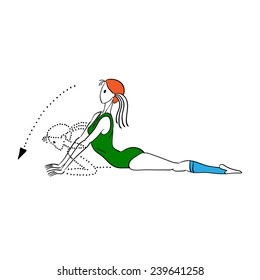 morning exercises, vector illustration, Pilates poses