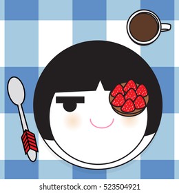 Morning Face Plate Card Character illustration set