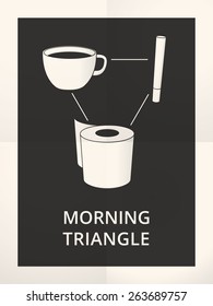 Morning fit exercises triangle funny illustration poster on black folded paper 