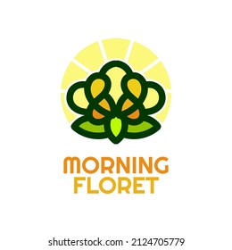 morning floret flora flower nature logo concept design illustration