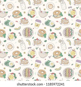 Morning food seamless pattern. Vector illustration