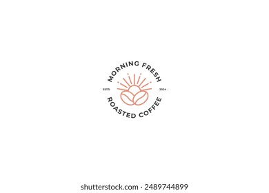 Morning Fresh Roasted Coffee Beans Logo Badge Simple Style Retro Brand Identity 