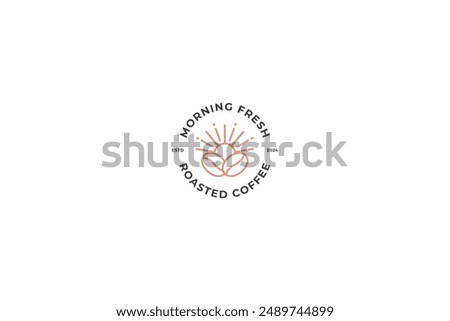 Morning Fresh Roasted Coffee Beans Logo Badge Simple Style Retro Brand Identity 