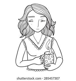 Morning girl illustration.