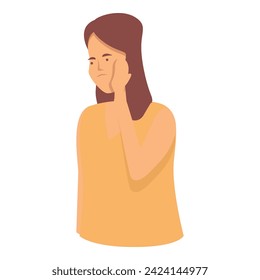 Morning girl toothache icon cartoon vector. Cavity oral problem. Hurt cheek