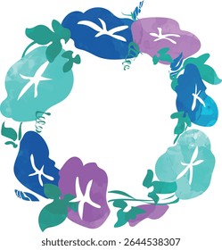 
Morning glory circular frame illustration