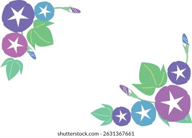 Morning glory corner frame vector illustration