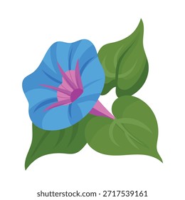 Gloria de la mañana Flor. Clipart de Vector plano, ilustración con fondo aislado.