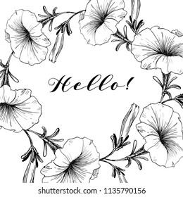 Morning glory flower of hand-drawn by ink & pen. A flower  for  wedding invitations, greeting cards and other.