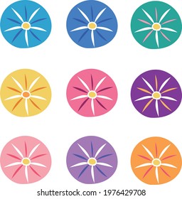 Morning glory flower icon set