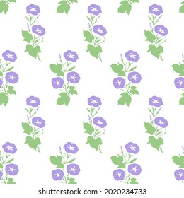 Morning Glory Flower Plant Garden Flat Vector Graphic Seamless Pattern can be use for background and apparel design