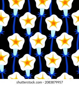 morning glory flower vector seamless pattern