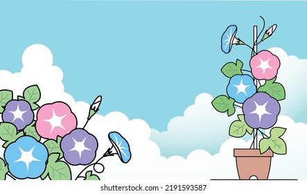 
Morning glory and sky illustration material.
