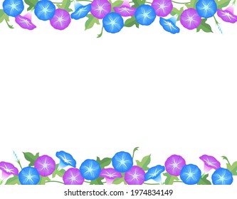 Morning glory watercolor style vector frame