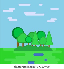 Morning green forest vector