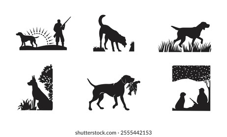 Morning Hunter Silhouette Dog set