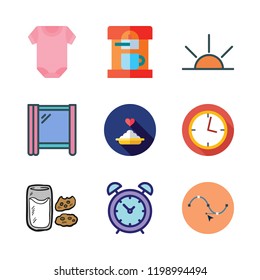 morning icon set. vector set about vector, breakfast, clock and sunrise icons set.