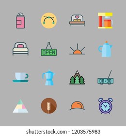morning icon set. vector set about deodorant, coffee maker, kettle and open icons set.