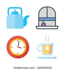 morning icon set. vector set about kettle, clock, window and tea icons set.