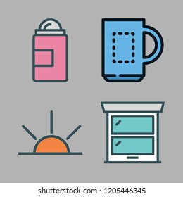 morning icon set. vector set about deodorant, coffees, window and sunrise icons set.