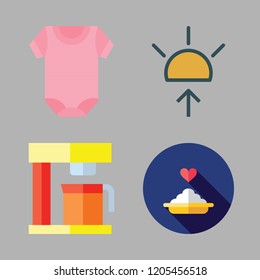 morning icon set. vector set about pijama, sunrise, coffee maker and porridge icons set.