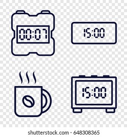 Morning icons set. set of 4 morning outline icons such as coffee