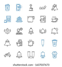 morning icons set. Collection of morning with coffee, notification bell, toothpaste, bell, tea, tooth paste, coffee cup, breakfast, coffee maker. Editable and scalable morning icons.