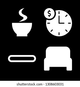 morning icons set with minus outline, clock and bed vector set
