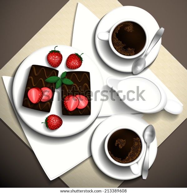 Morning Invigorating Coffee Milk Cake Two Stock Vector Royalty