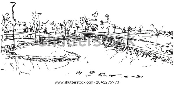 iThyx иконка для рисунка. Векторный рисунок пруда осенним утром в парке Ходынское поле, Москва