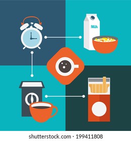 Morning kitchen breakfast icons 2