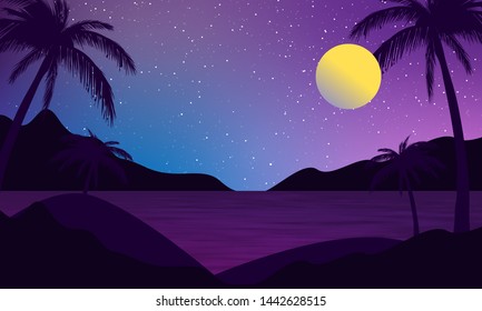 Morning Landscape with blue and violent gradient