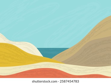 Morning Landscape with Hills Vector Background Illustration