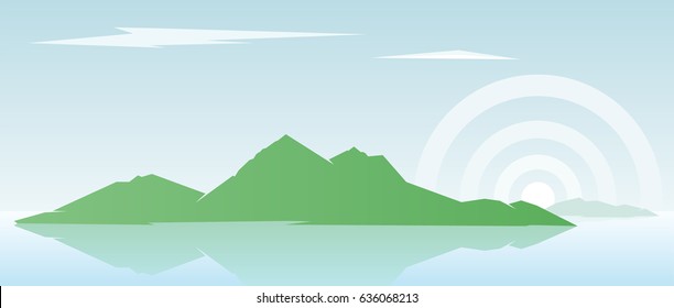 Morning landscape with an island