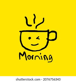 morning logo with a cup coffee for icon editing and main logo