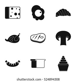 Morning meal icons set. Simple illustration of 9 morning meal vector icons for web