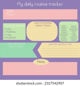  Morning meditation, today focus, everyday routine, personal planer, tracker, to do list, wish list, inspiration, memo page for notebook , mood, adult mental health organizer  