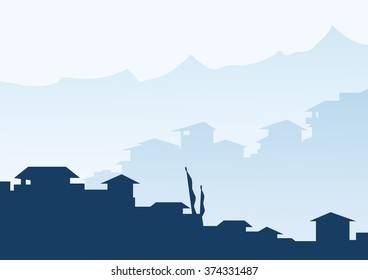 Morning Mountain City - Vector