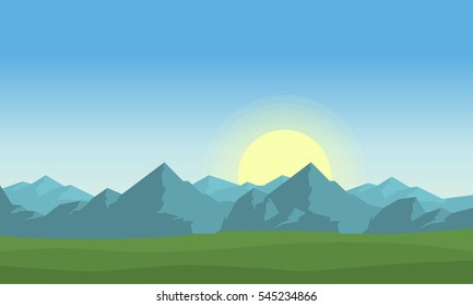 At morning mountain landscape vector