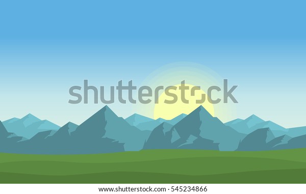 Morning Mountain Landscape Vector Stock Vector Royalty Free 545234866