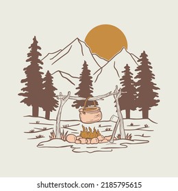 Morning in the nature graphic illustration vector art t-shirt design