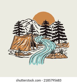 Morning in the nature graphic illustration vector art t-shirt design