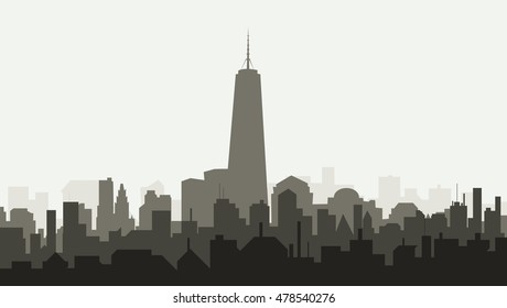 Morning New York City Skyline - Vector