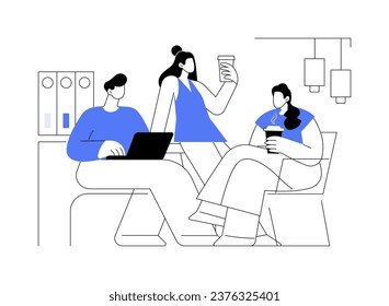 Morning in the office isolated cartoon vector illustrations. Happy colleagues having fun and drinking coffee together in the morning, people lifestyle, coffee break at work vector cartoon.