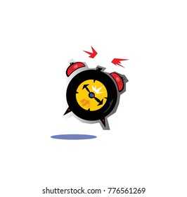 Morning ringing alarm clock. Fat vector icon design