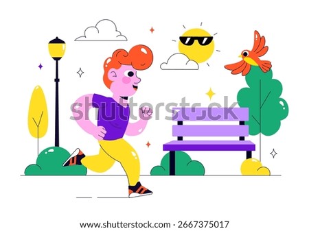 Morning Rituals Vector Illustration featuring People Doing Their Morning Routines and Practicing Healthy Lifestyle Habits in a Style Background