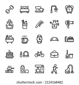 morning routine icon set illustration vector graphic