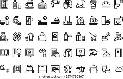 Morning routine icons High-Quality Vector Icons Collection with Editable Stroke. Ideal for Professional and Creative Projects