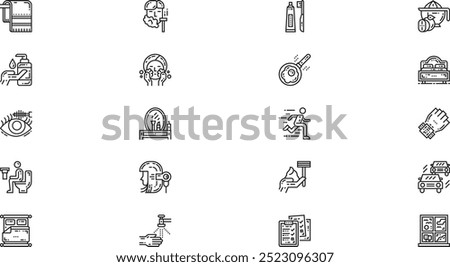Morning routine icons High-Quality Vector Icons Collection with Editable Stroke. Ideal for Professional and Creative Projects.